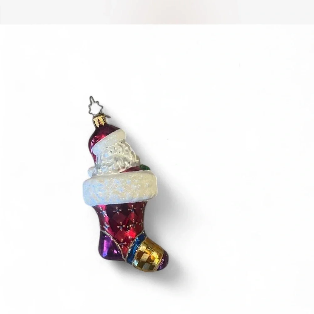 Christopher Radko Santa Stocking Clause Ornament - Red, Purple, and Gold